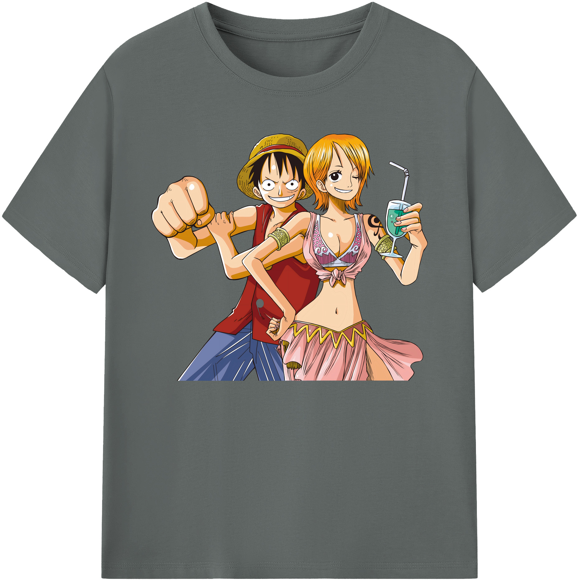 ワンピース モンキー・D・ルフィ ONE PIECE Monkey D. Luffy 綿100％ メンズ半袖Tシャツ｜肌触りやわらか＆通気性